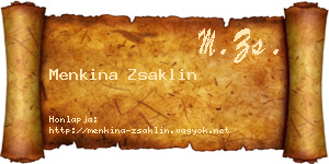 Menkina Zsaklin névjegykártya